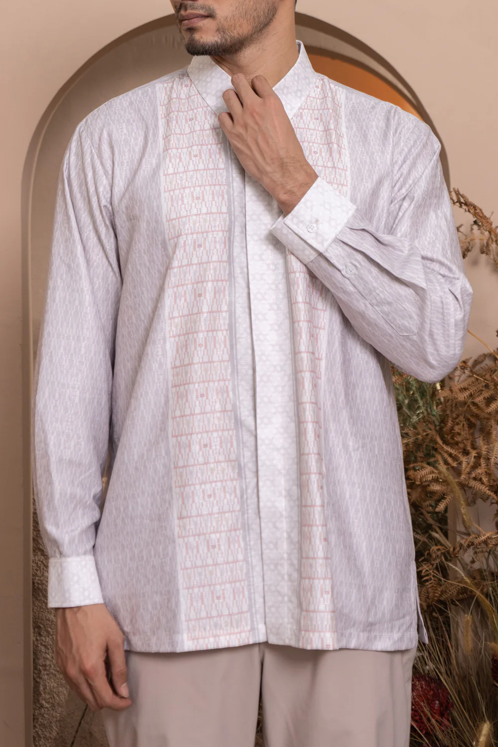 Bentalaya Long Shirt Men Bright Powder - Image 3