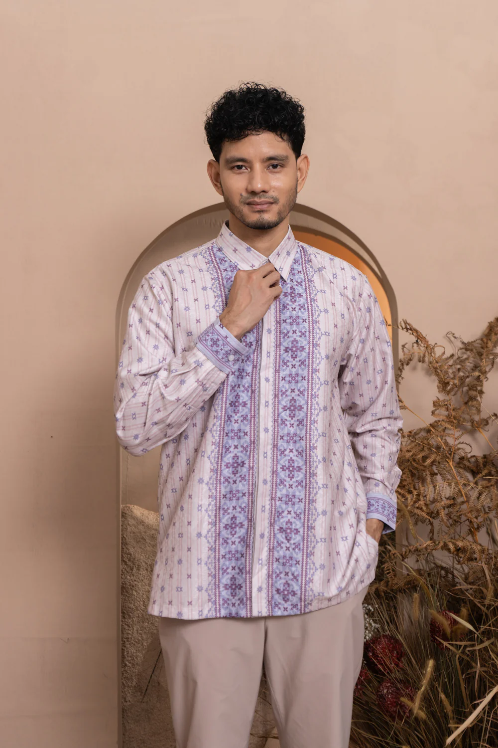 Kalola Long Shirt Men Lilac Hint - Image 4